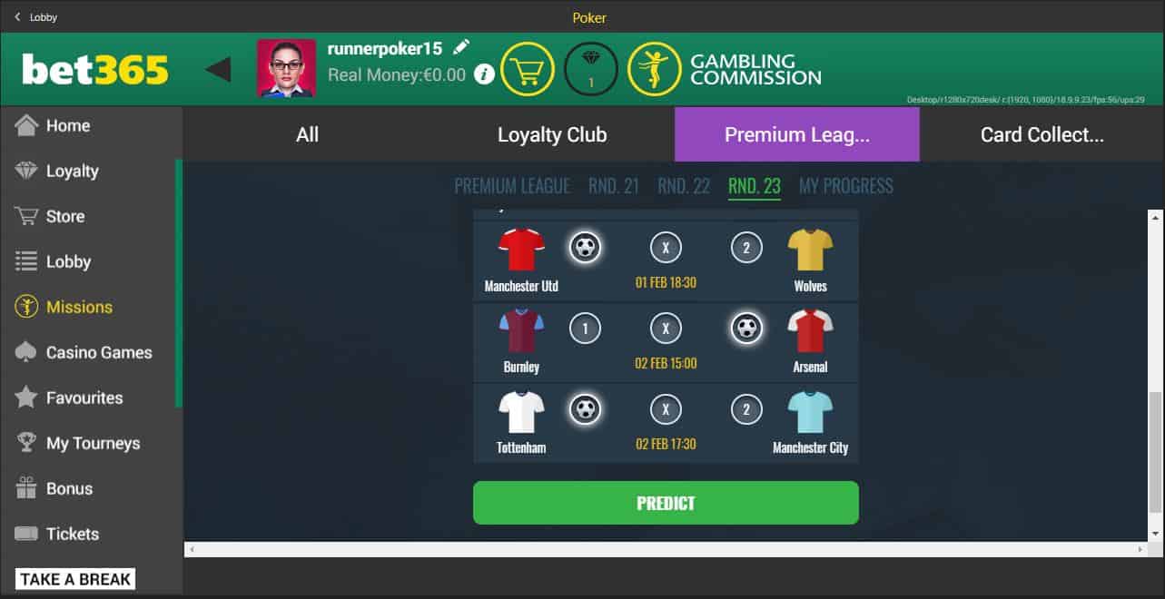 Bet365 predict missions