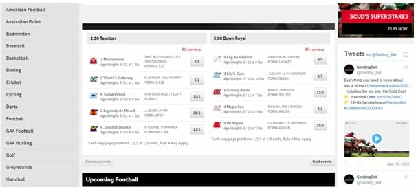 Pre Match betting at GentingBet