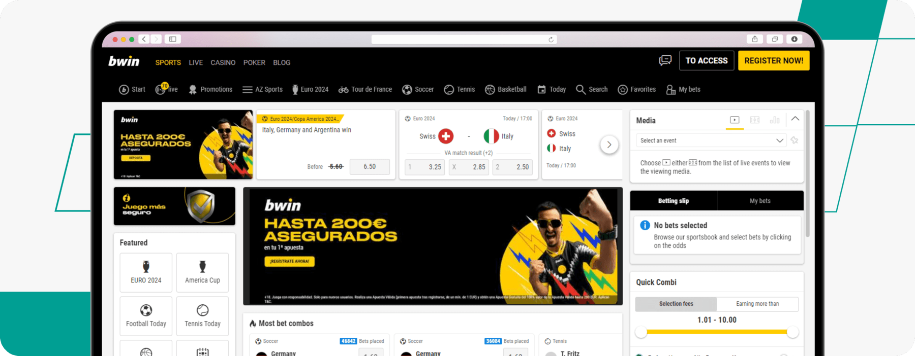 Screenshot of Bwin Spanish Homepage desktop