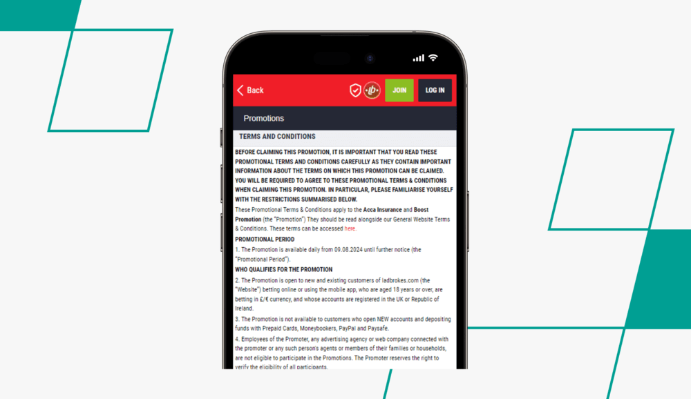 screenshot showing ladbrokes terms and conditions